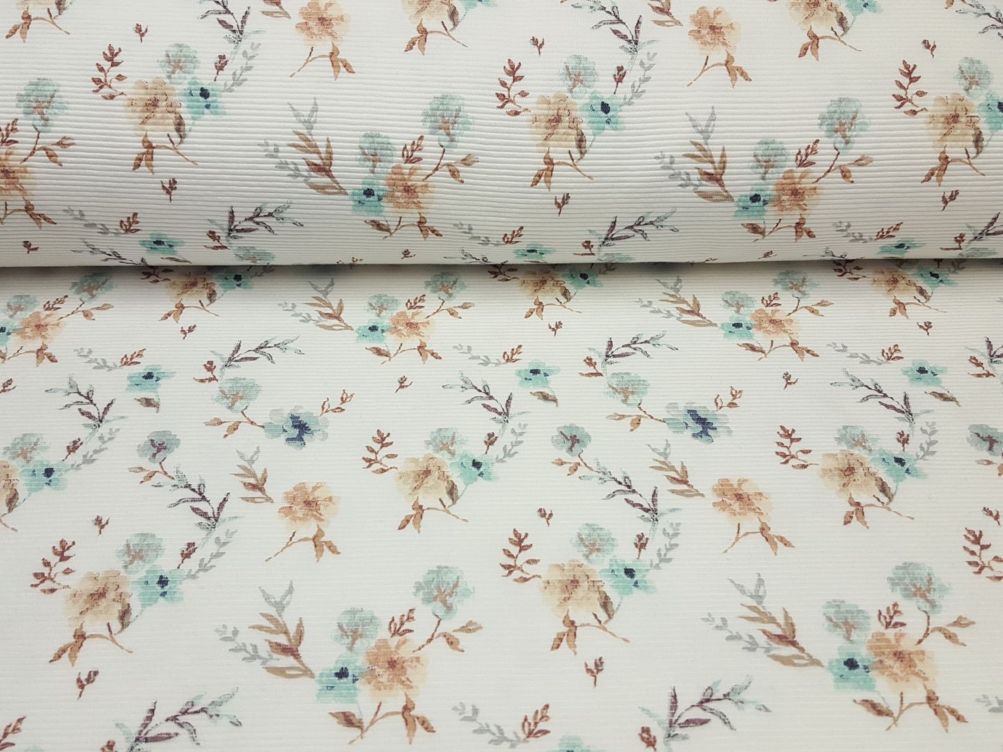 OttomanFlower offwhite/beige/aqua