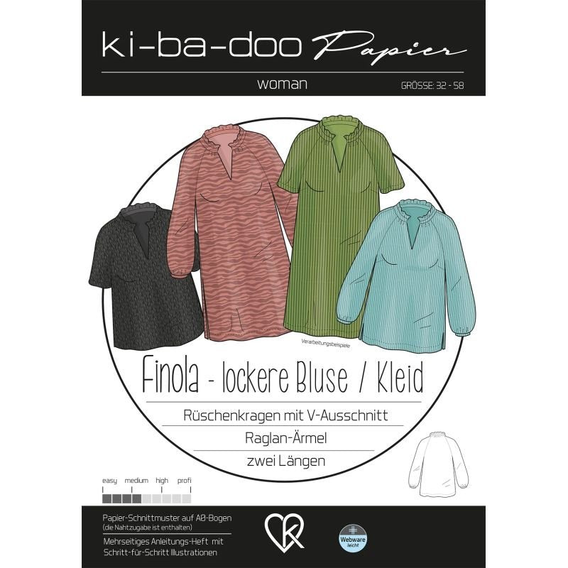Bluse Finola Damen, Ki-ba-doo Papierschnittmuster