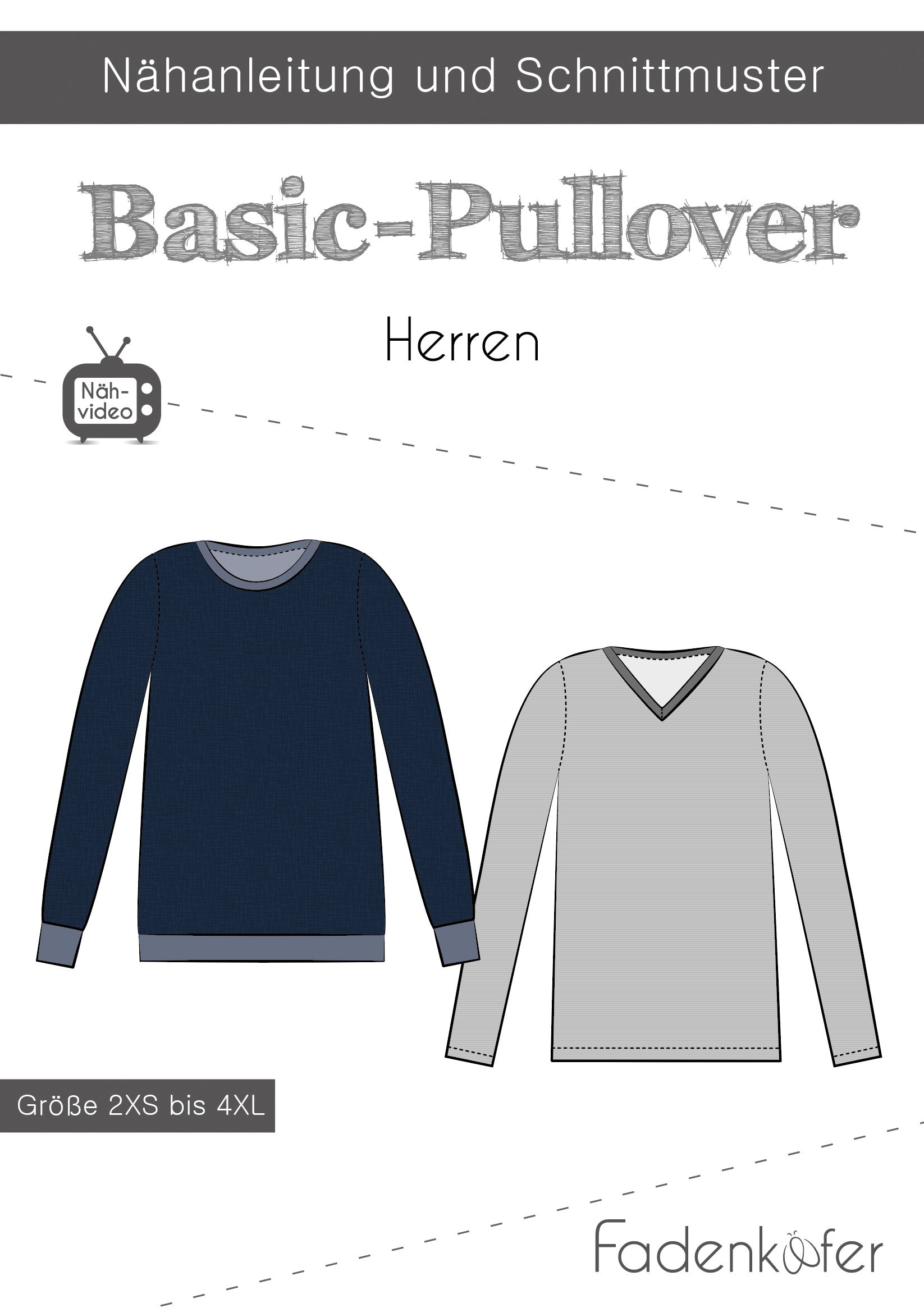 Papierschnittmuster Basic-Pullover Herren von Fadenkäfer