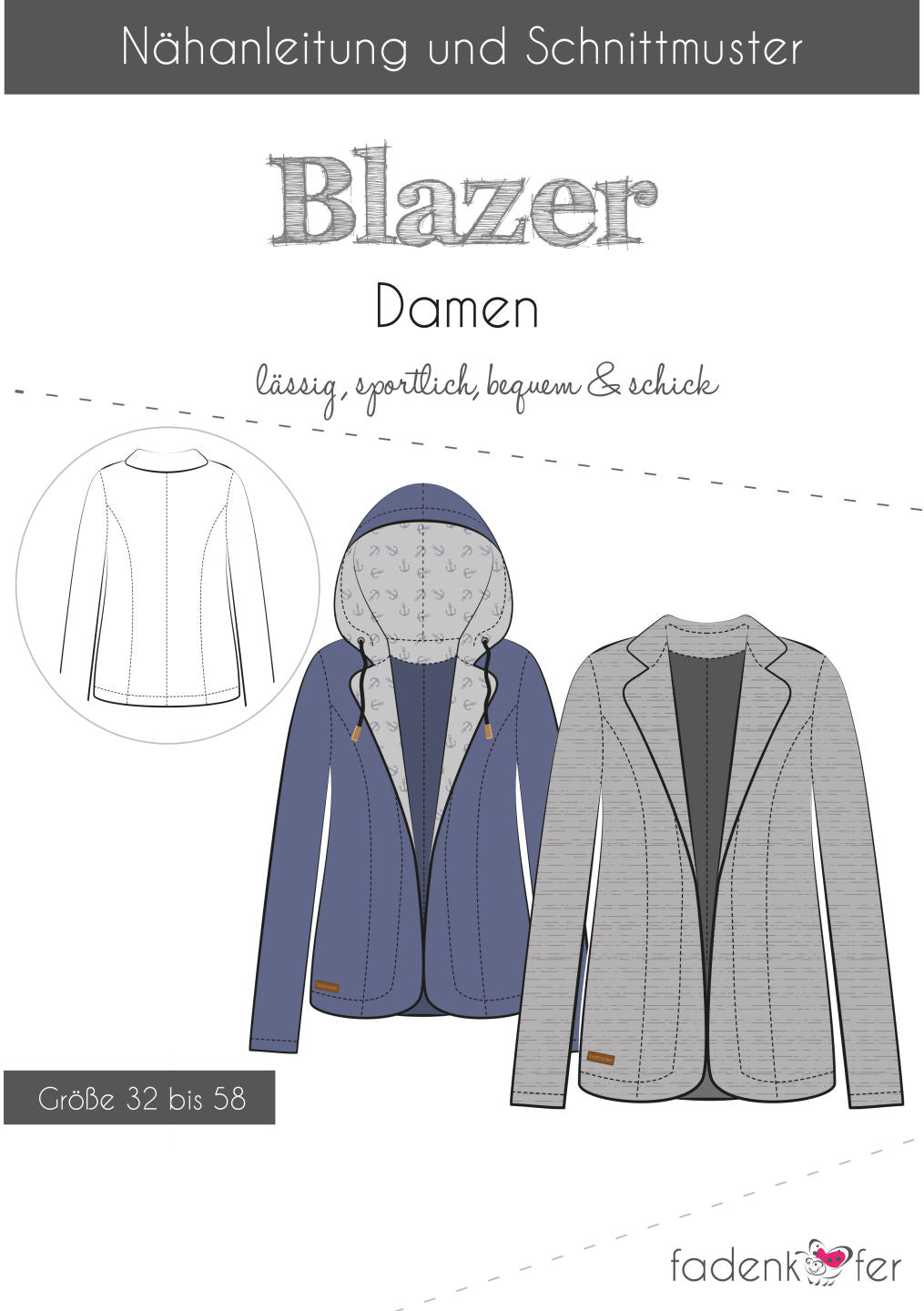 Papierschnittmuster Blazer Damen von Fadenkäfer