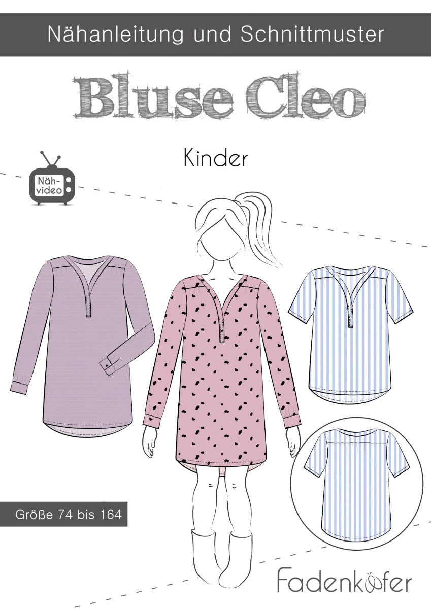 Papierschnittmuster Basic-Pullover Kinder von Fadenkäfer