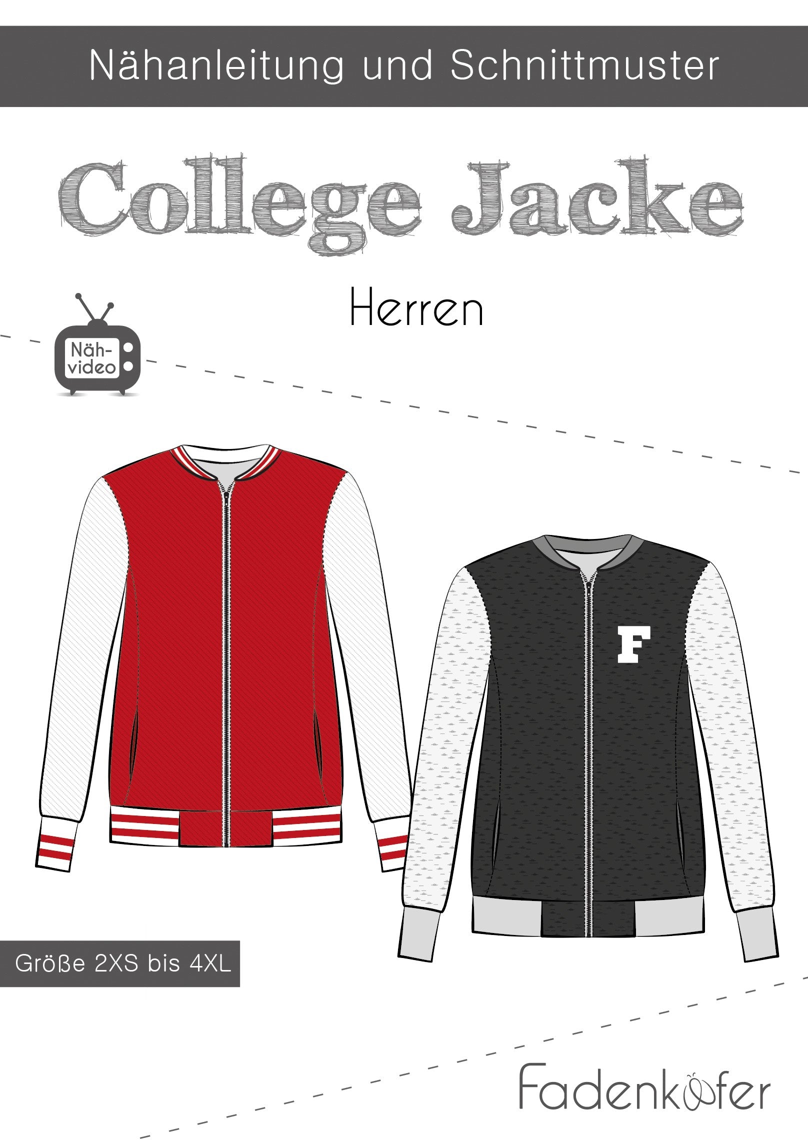Papierschnittmuster College Jacke Herren von Fadenkäfer