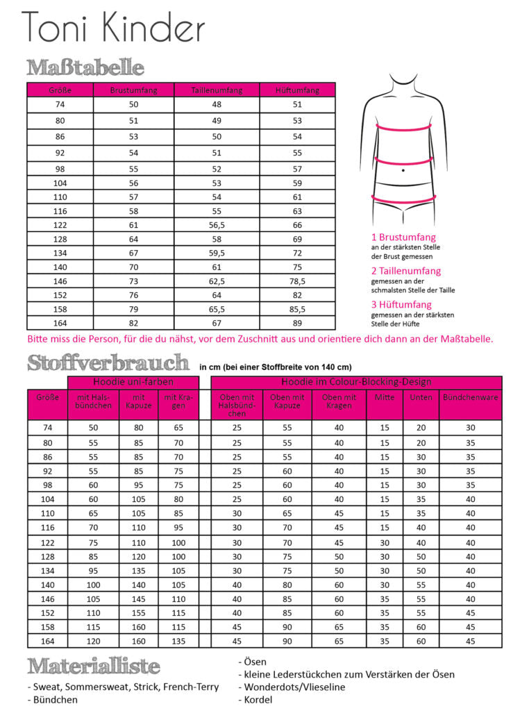 Papierschnittmuster Hoodie Toni Kinder von Fadenkäfer
