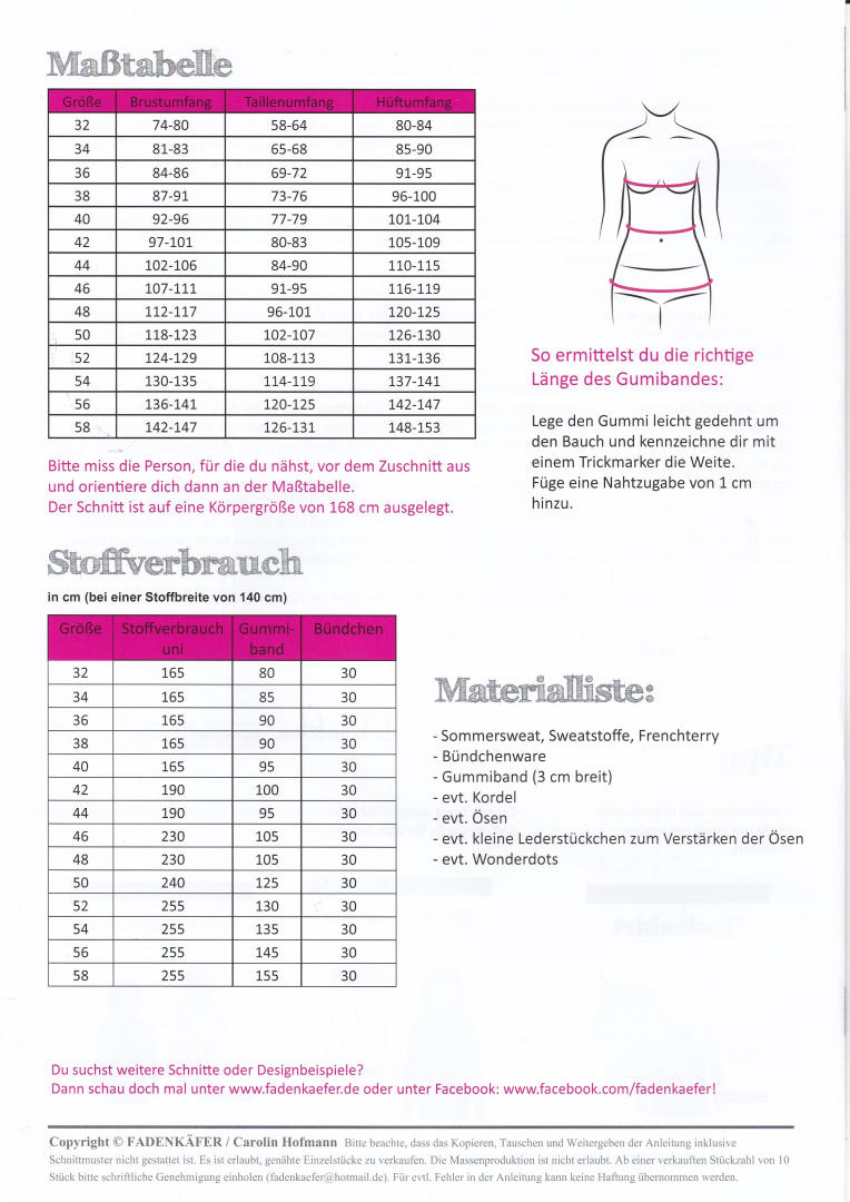 Papierschnittmuster Jogginghose Chris für Damen von Fadenkäfer