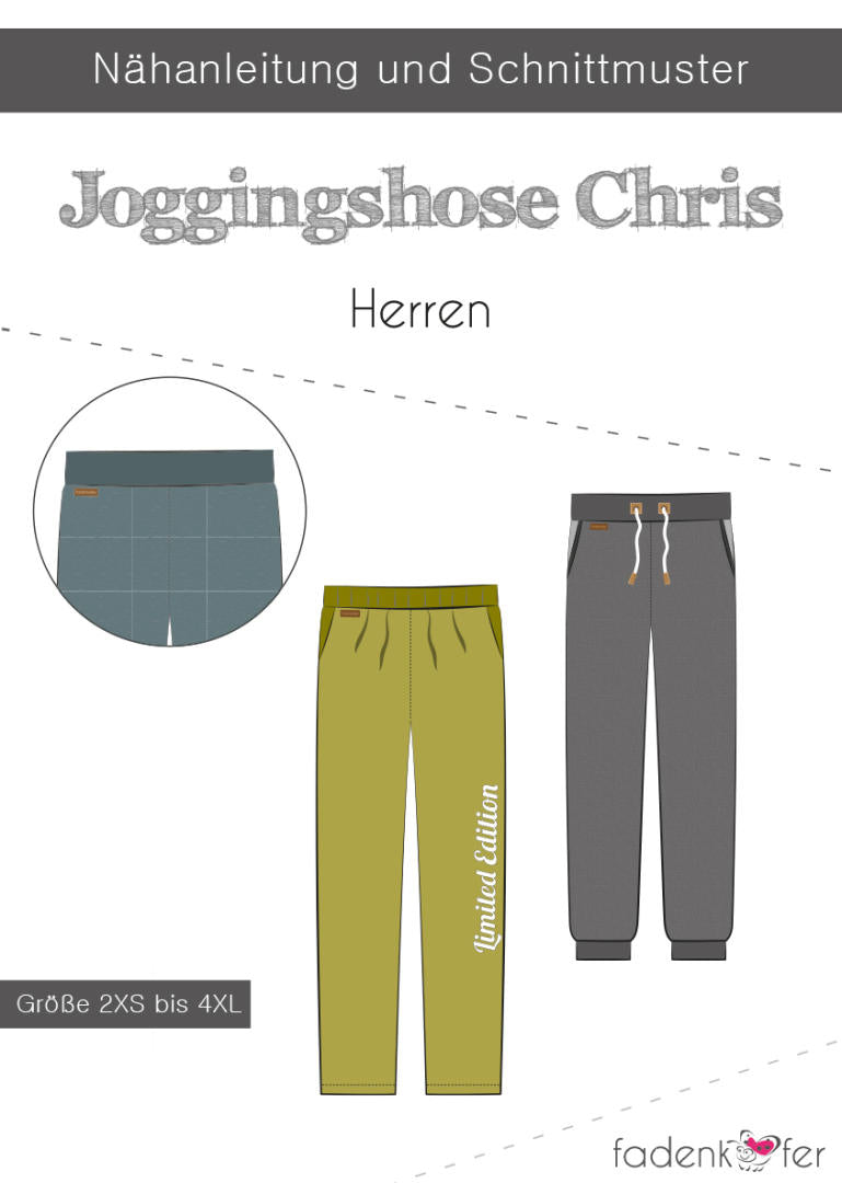 Papierschnittmuster Jogginghose Chris für Herren von Fadenkäfer