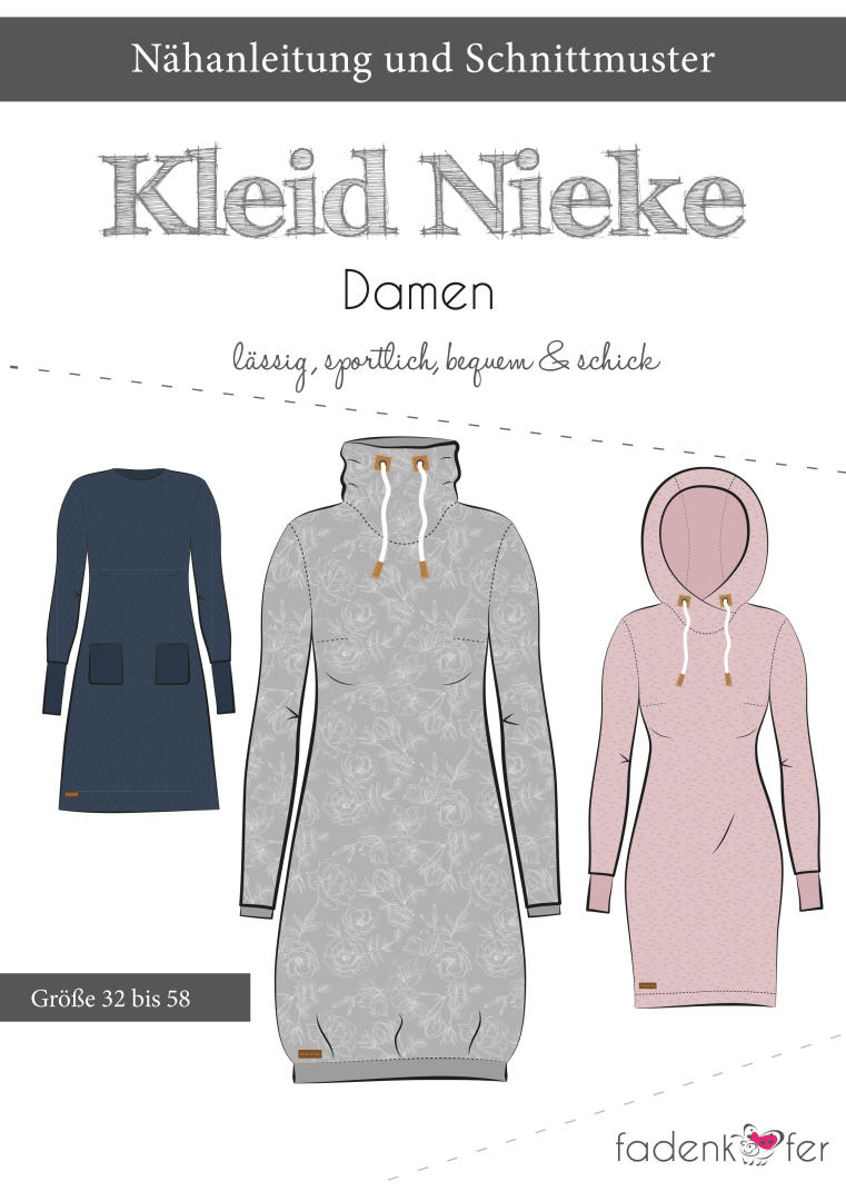 Papierschnittmuster Kleid Nieke Damen von Fadenkäfer