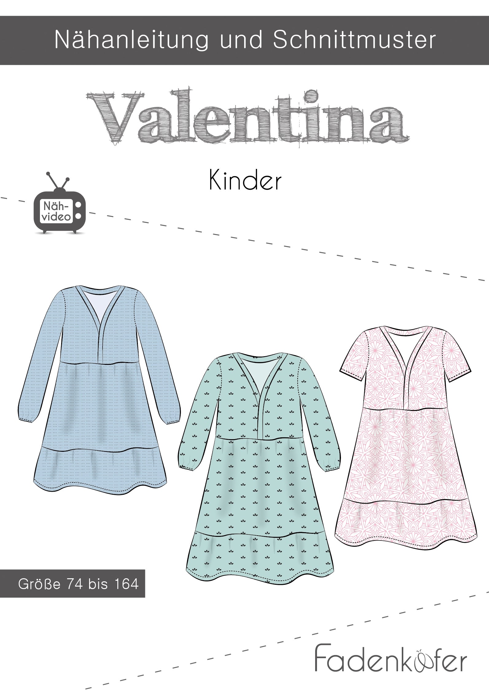 Papierschnittmuster Kleid Valentina Kinder von Fadenkäfer