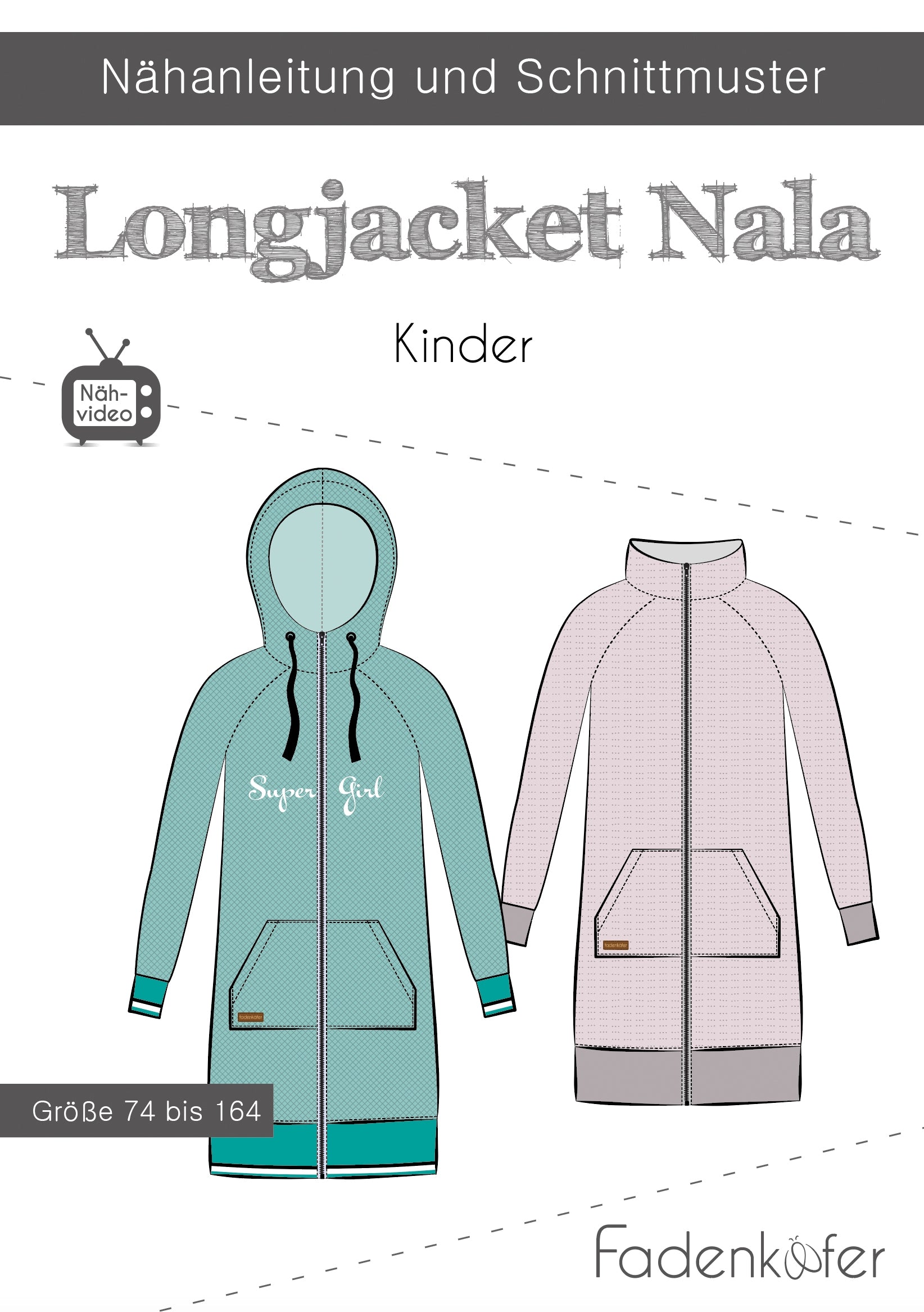 Papierschnittmuster Longjacket Nala Kinder von Fadenkäfer
