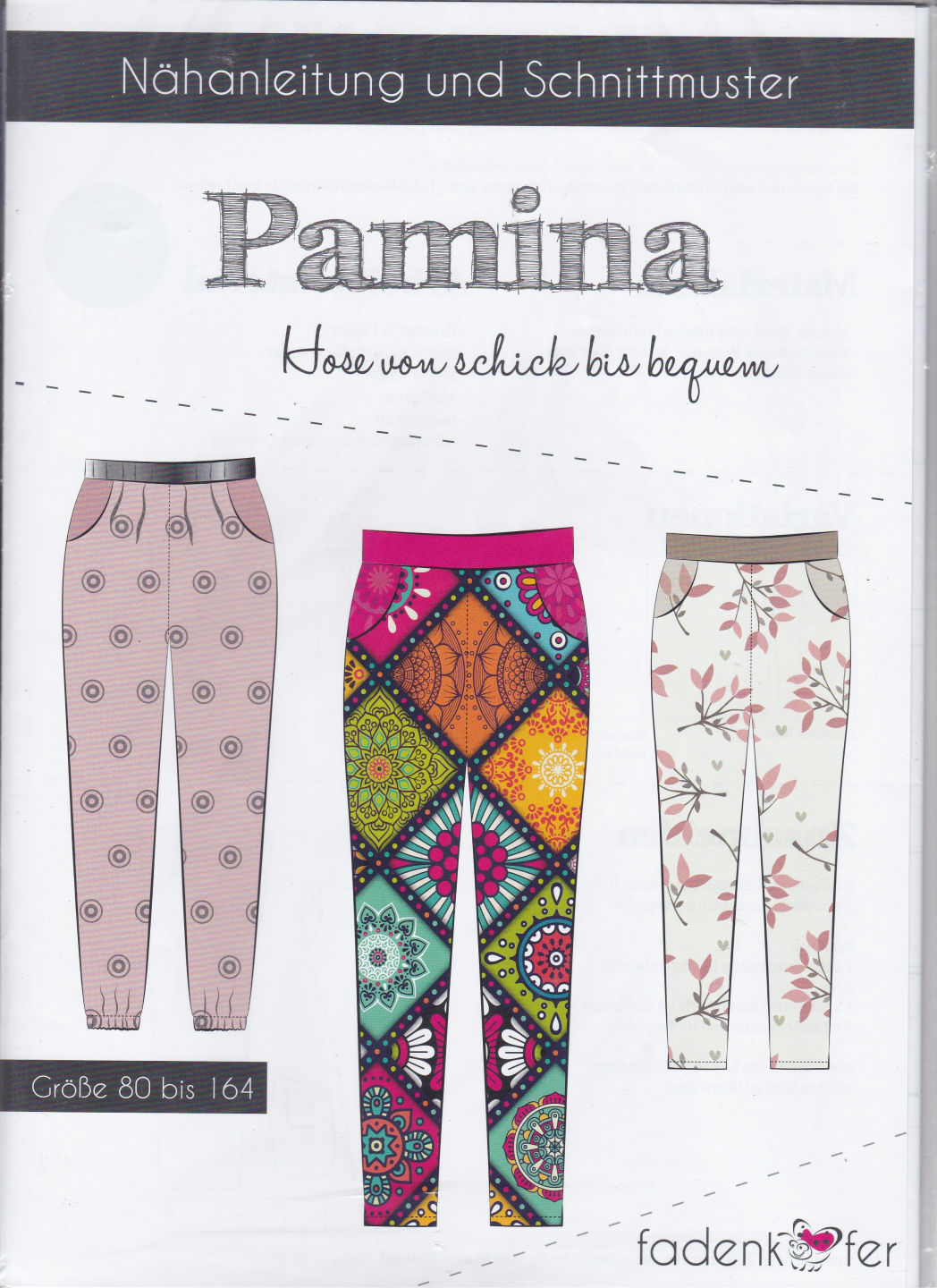 Papierschnittmuster Hose Pamina Kinder von Fadenkäfer