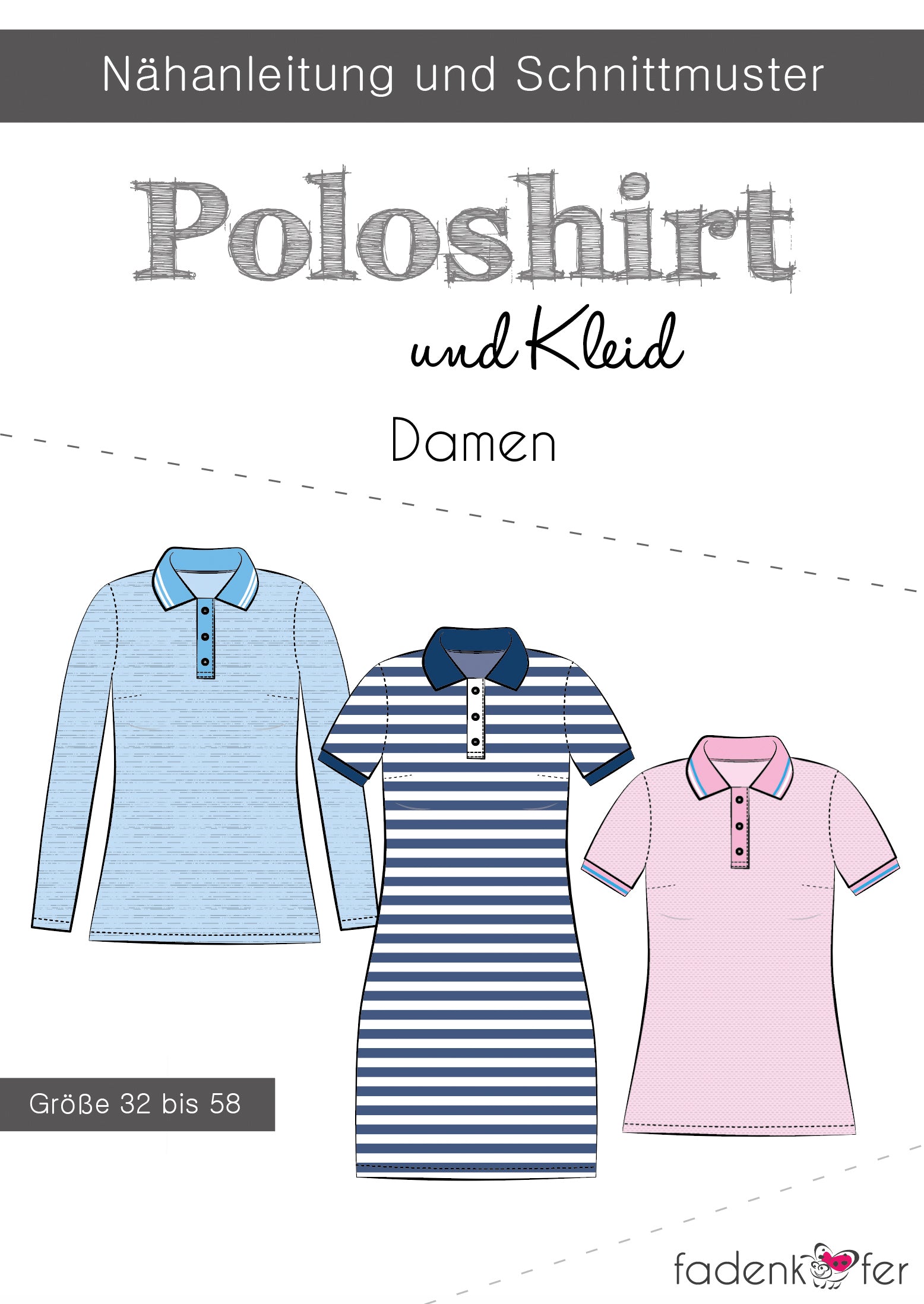 Papierschnittmuster Poloshirt und Kleid Damen von Fadenkäfer