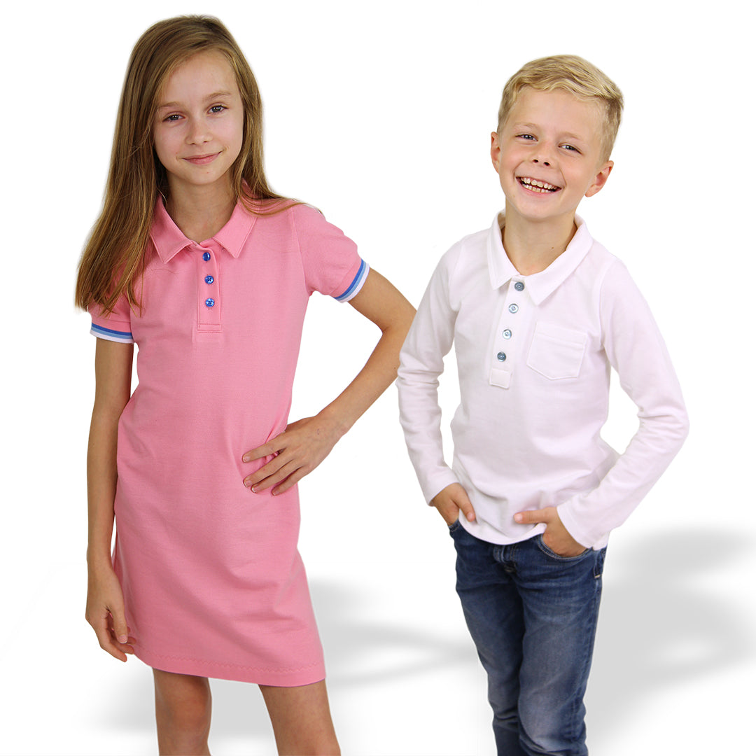 Papierschnittmuster Poloshirt und Kleid Kinder von Fadenkäfer