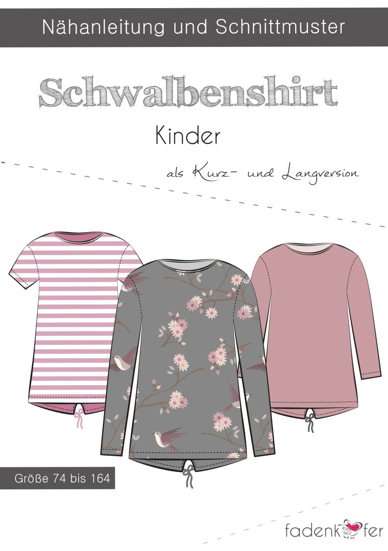 Papierschnittmuster Schwalbenshirt Kinder von Fadenkäfer