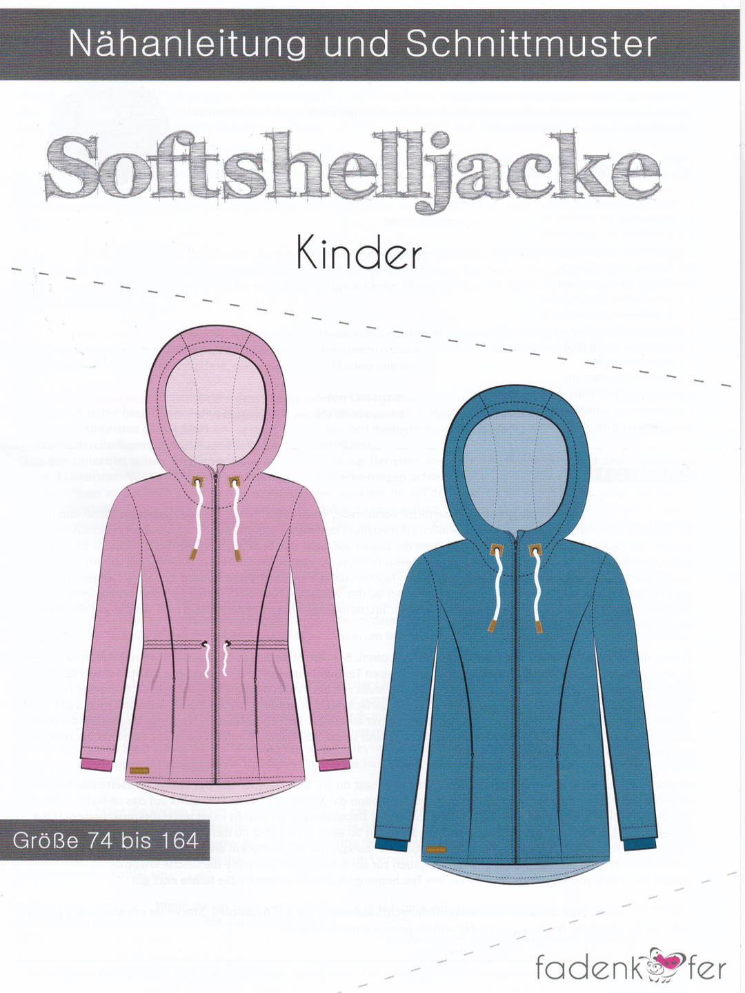 Papierschnittmuster Softshelljacke Kinder von Fadenkäfer