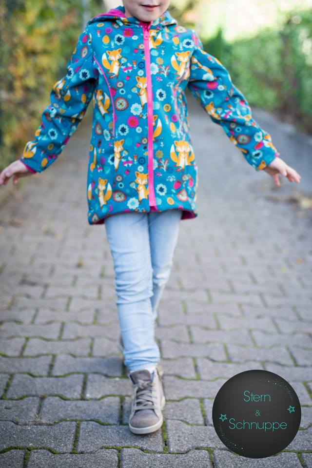Papierschnittmuster Softshelljacke Kinder von Fadenkäfer