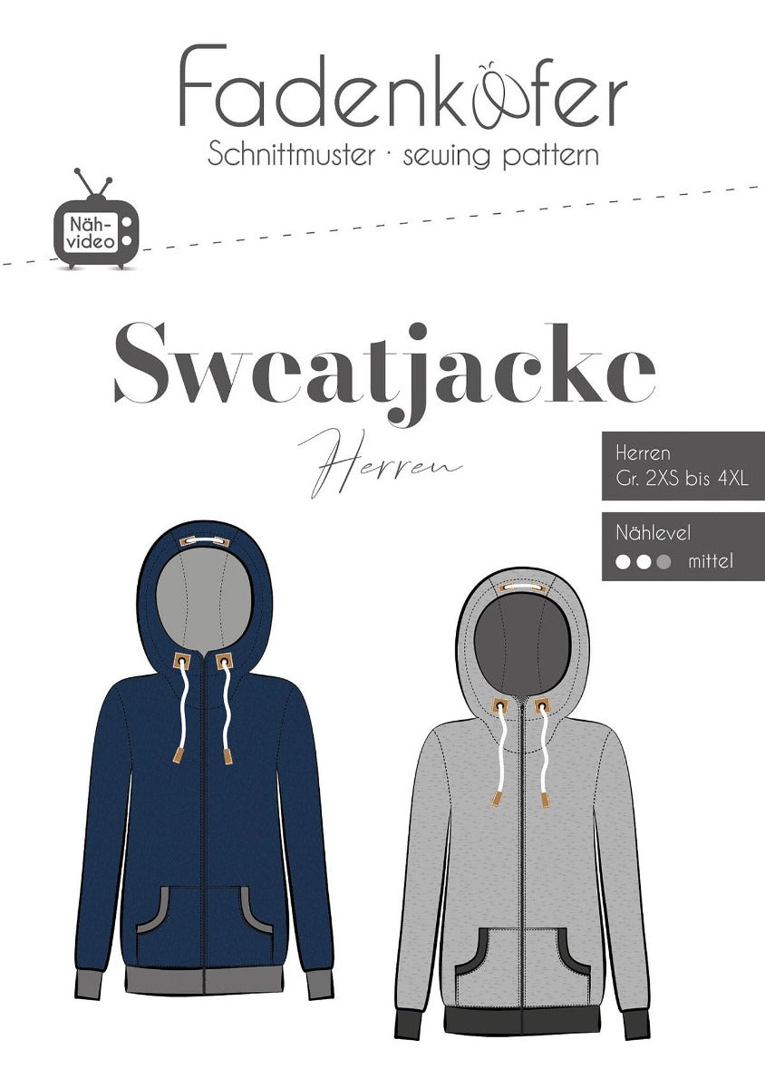 Papierschnittmuster Sweatjacke Herren von Fadenkäfer