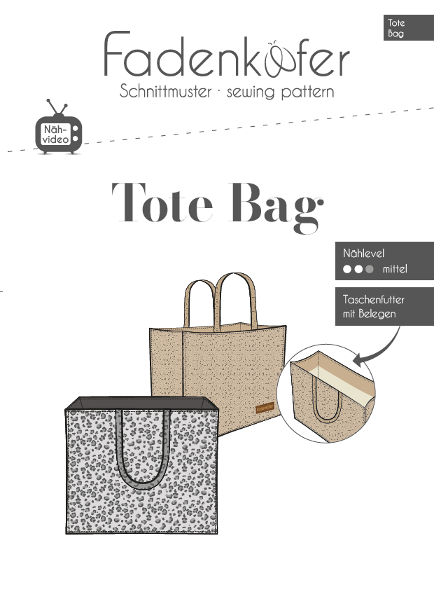 Papierschnittmuster Tote Bag von Fadenkäfer