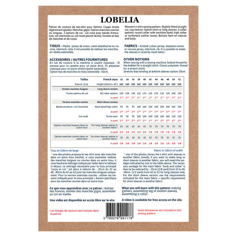 Lobelia T-Shirt für Damen, Ikatee Papierschnittmuster