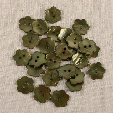 Perlmuttknöpfe Blume 15mm khaki