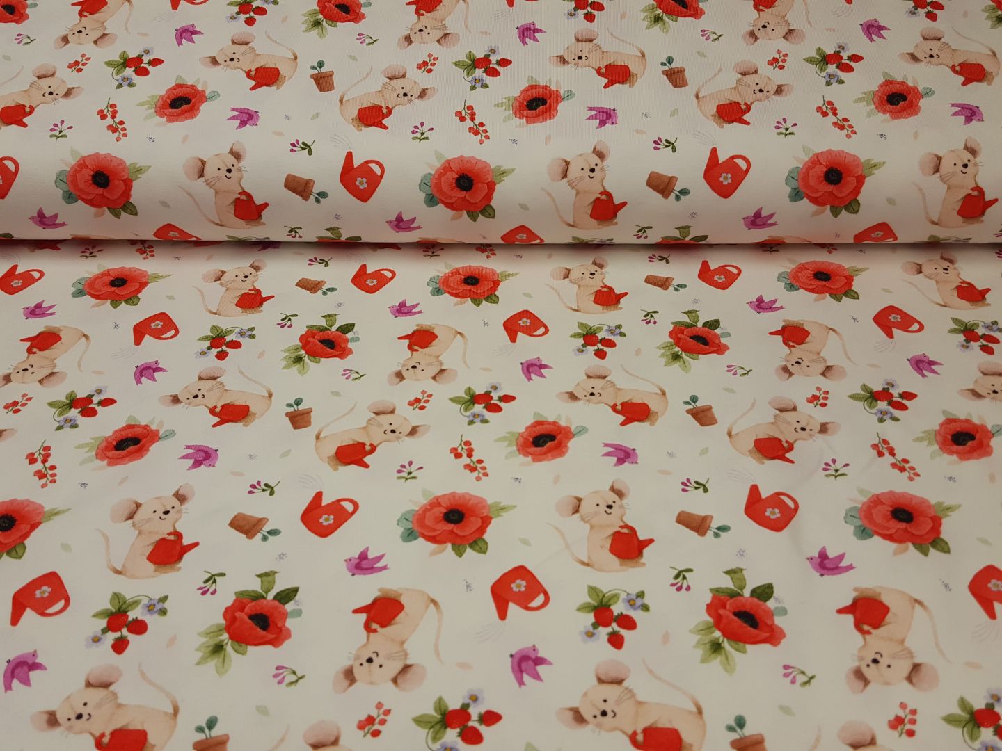 Poppies Garden offwhite/rot/beige