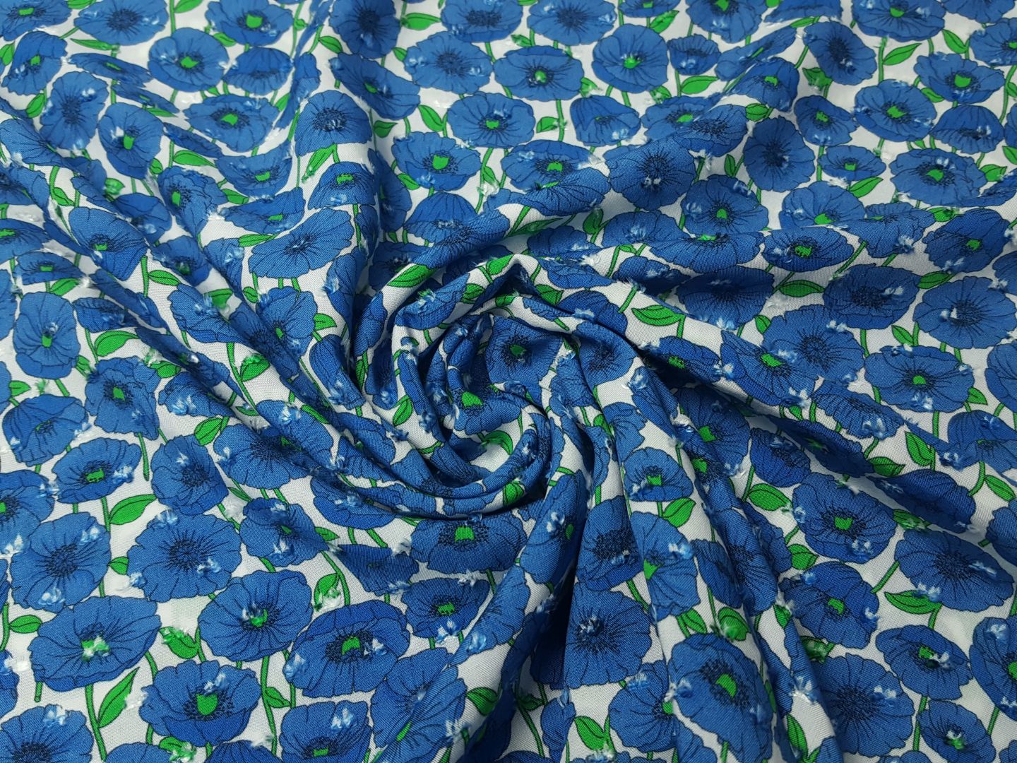 Poppy offwhite/royalblau/grün