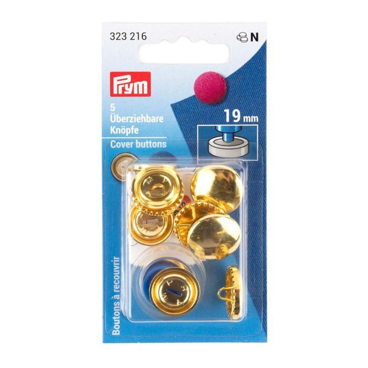 Überziehbare Knöpfe 19mm goldfarbig