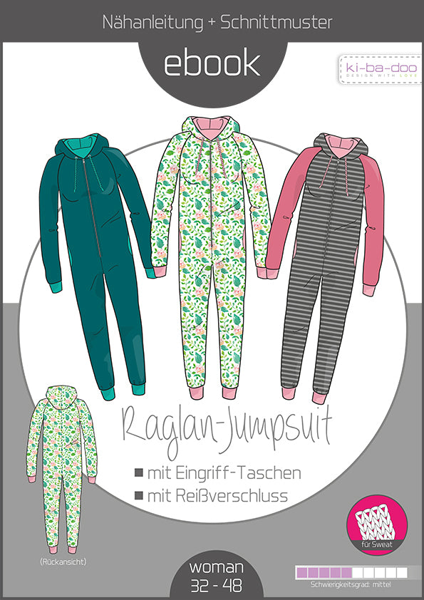 Raglan-Jumpsuit Damen, Ki-ba-doo Papierschnittmuster