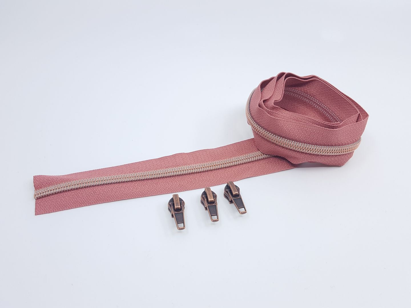 Reissverschluss & Zipper Set Metallic Look/Zimt 6.5mm