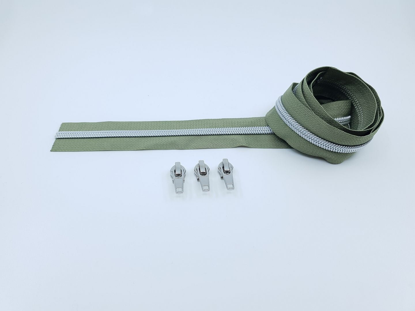 Reissverschluss & Zipper Set Metallic Look/Army