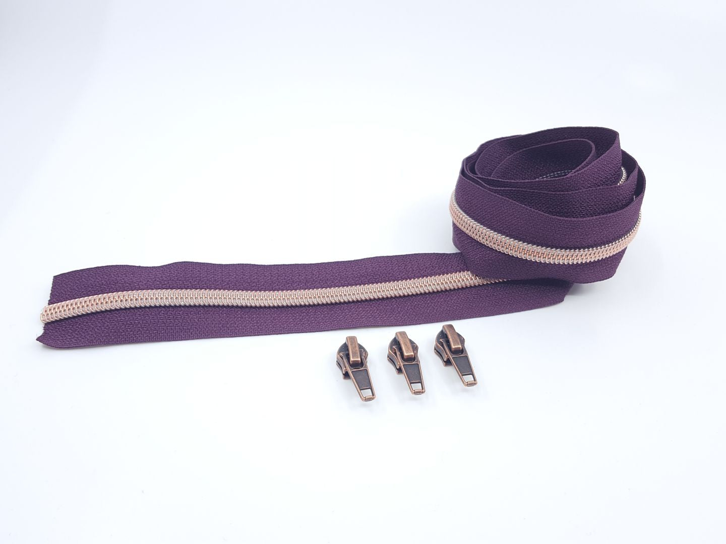 Reissverschluss & Zipper Set Metallic Look/violett 6.5mm
