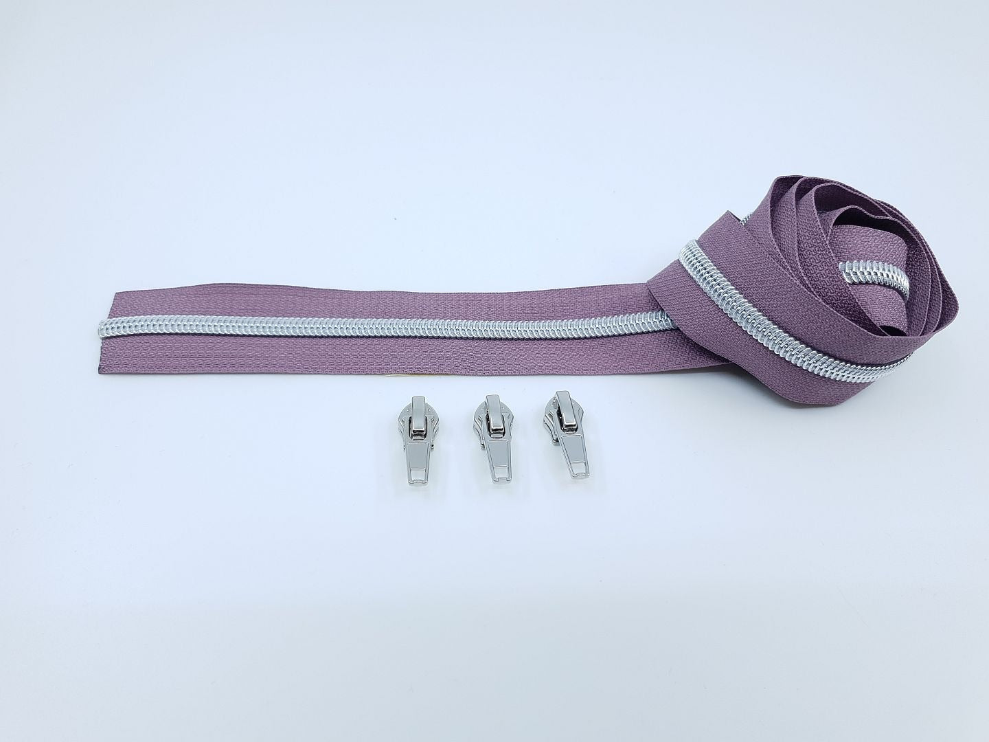 Reissverschluss & Zipper Set Metallic Look/Blasslila 6.5mm