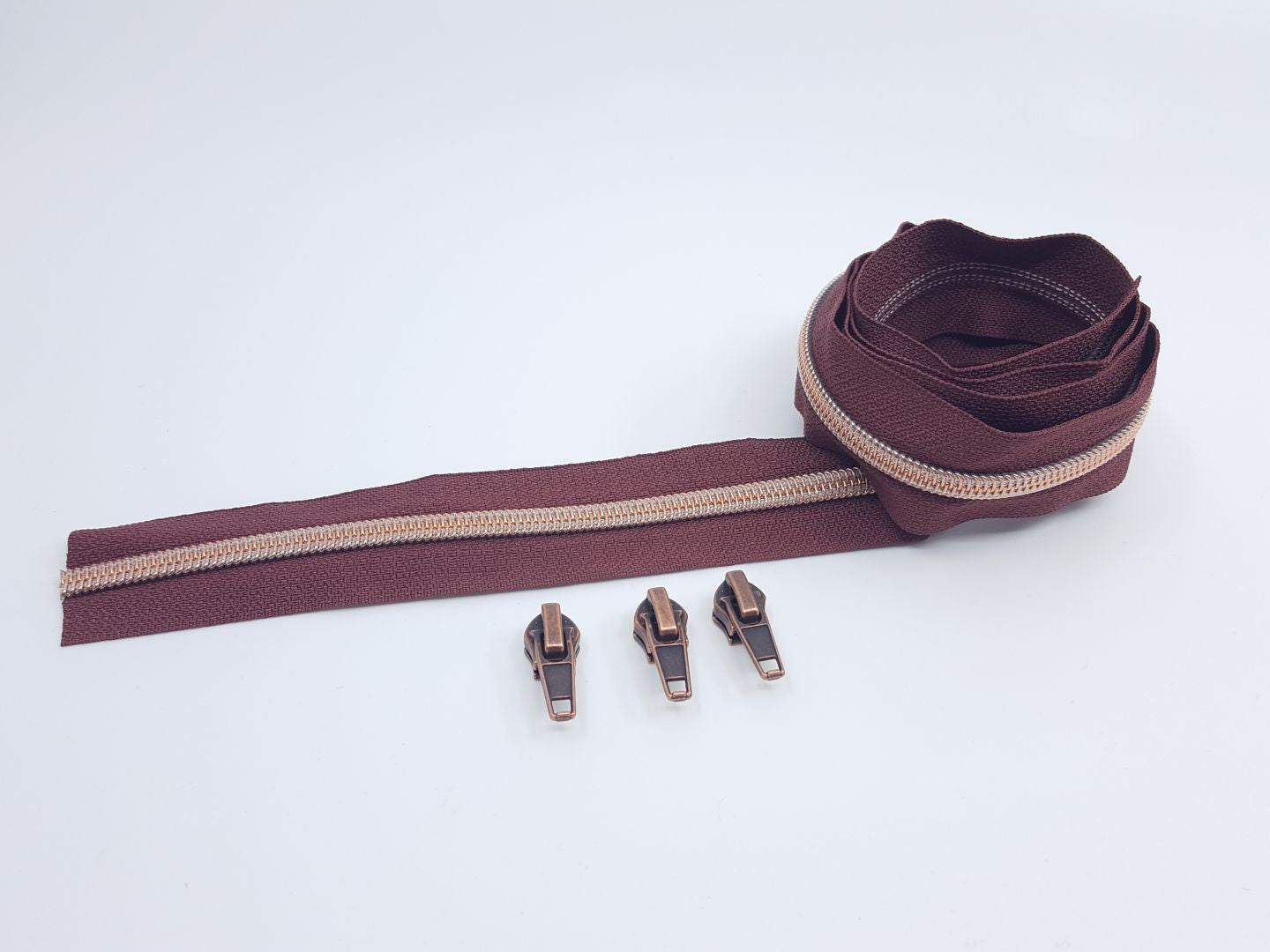 Reissverschluss & Zipper Set Metallic Look/Bordeaux 6.5mm