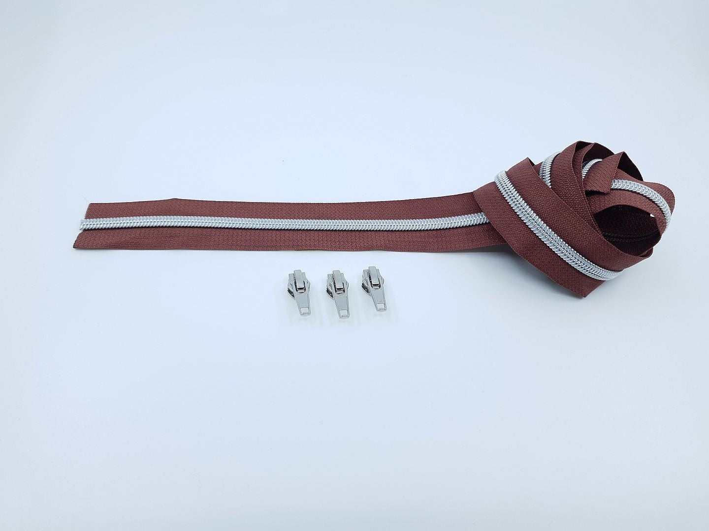 Reissverschluss & Zipper Set Metallic Look/Braun 6.5mm