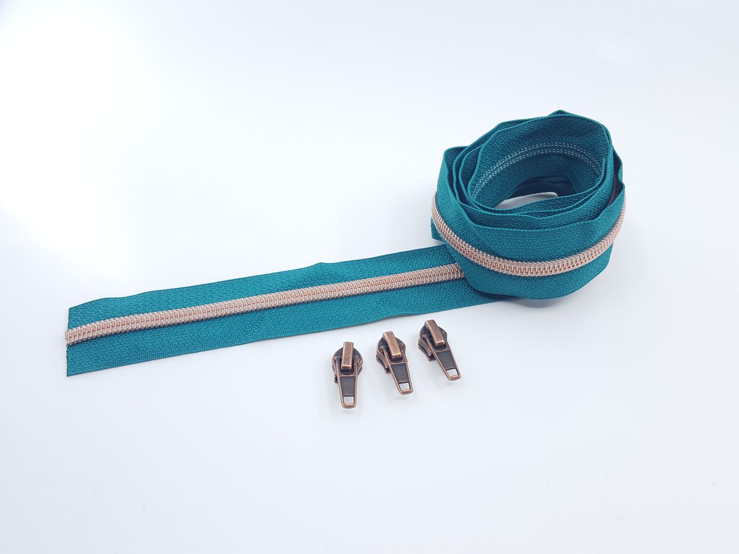 Reissverschluss & Zipper Set Metallic Look/Dunkles Türkis 6.5mm