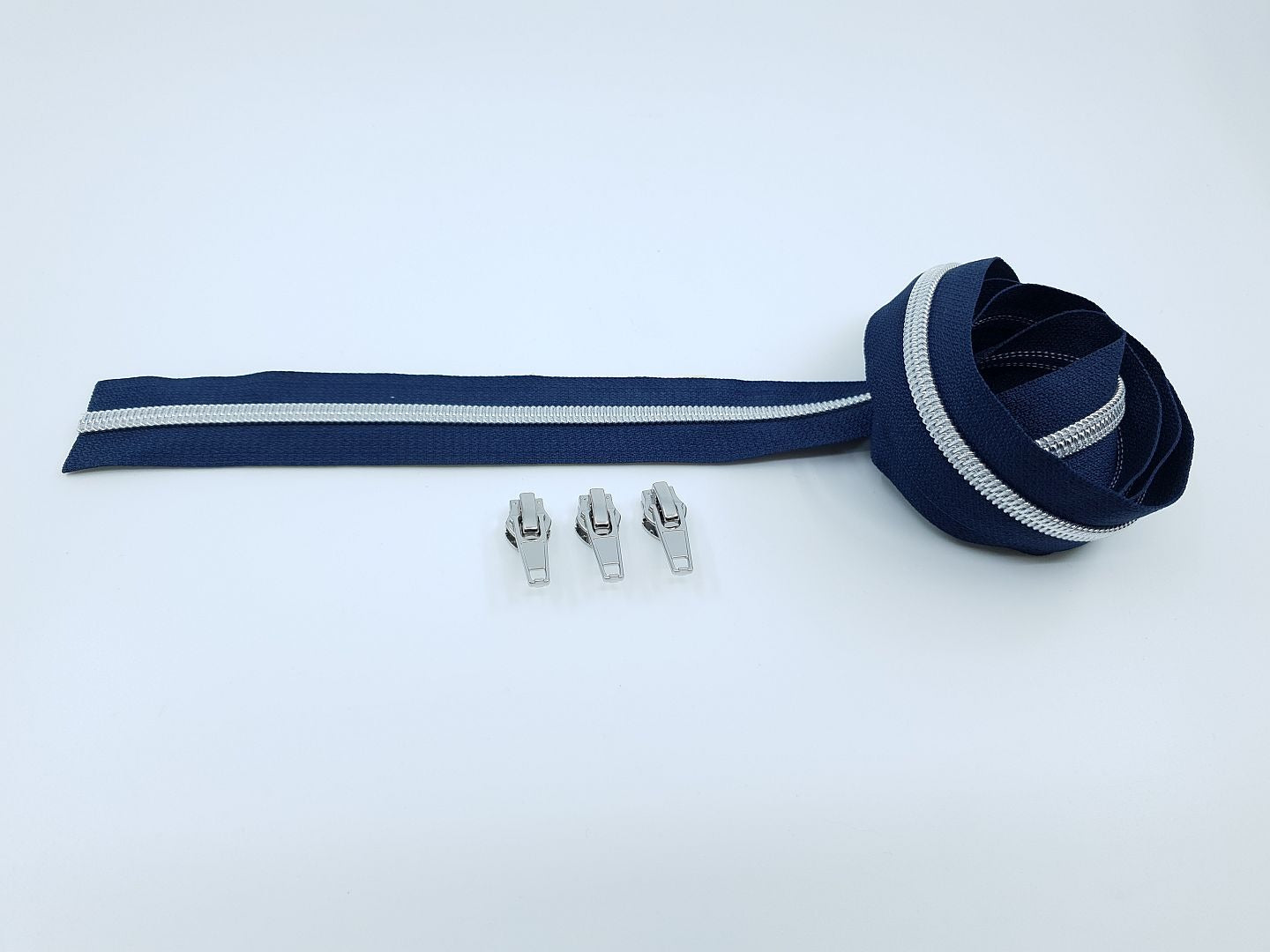 Reissverschluss & Zipper Set Metallic Look/Indigo 6.5mm