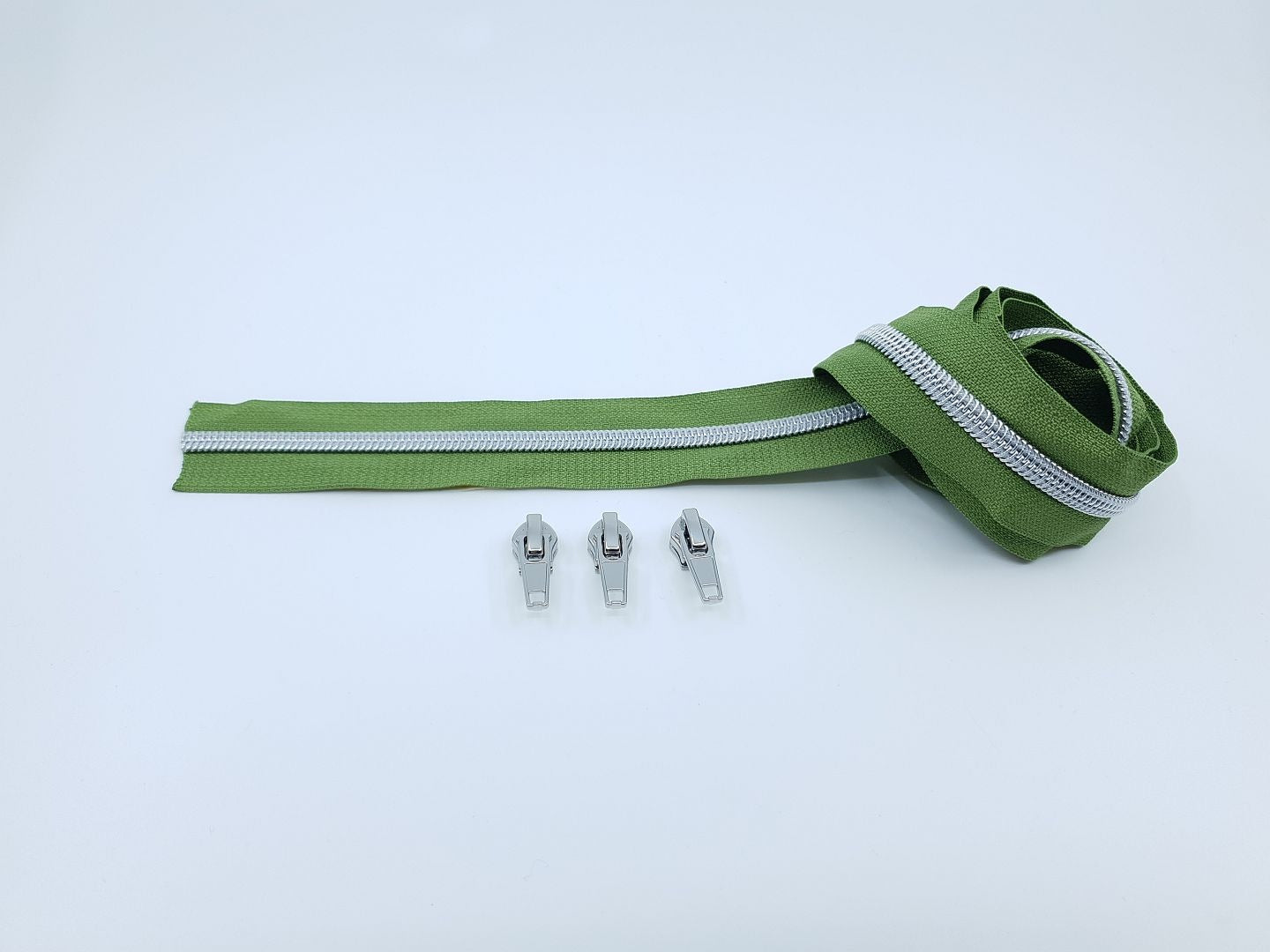Reissverschluss & Zipper Set Metallic Look/Oliv 6,5mm