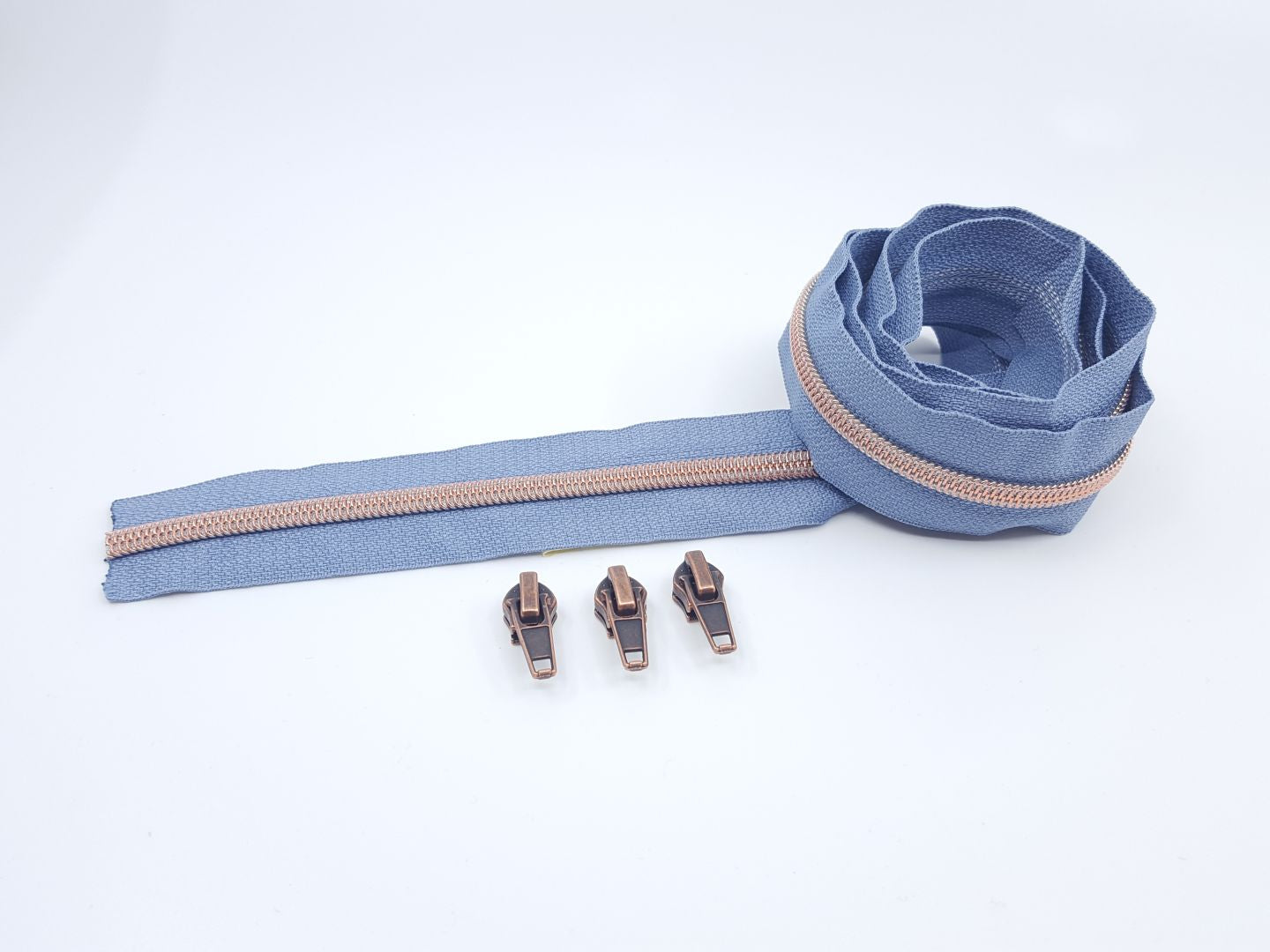 Reissverschluss & Zipper Set Metallic Look/Helles Graublau 6.5mm