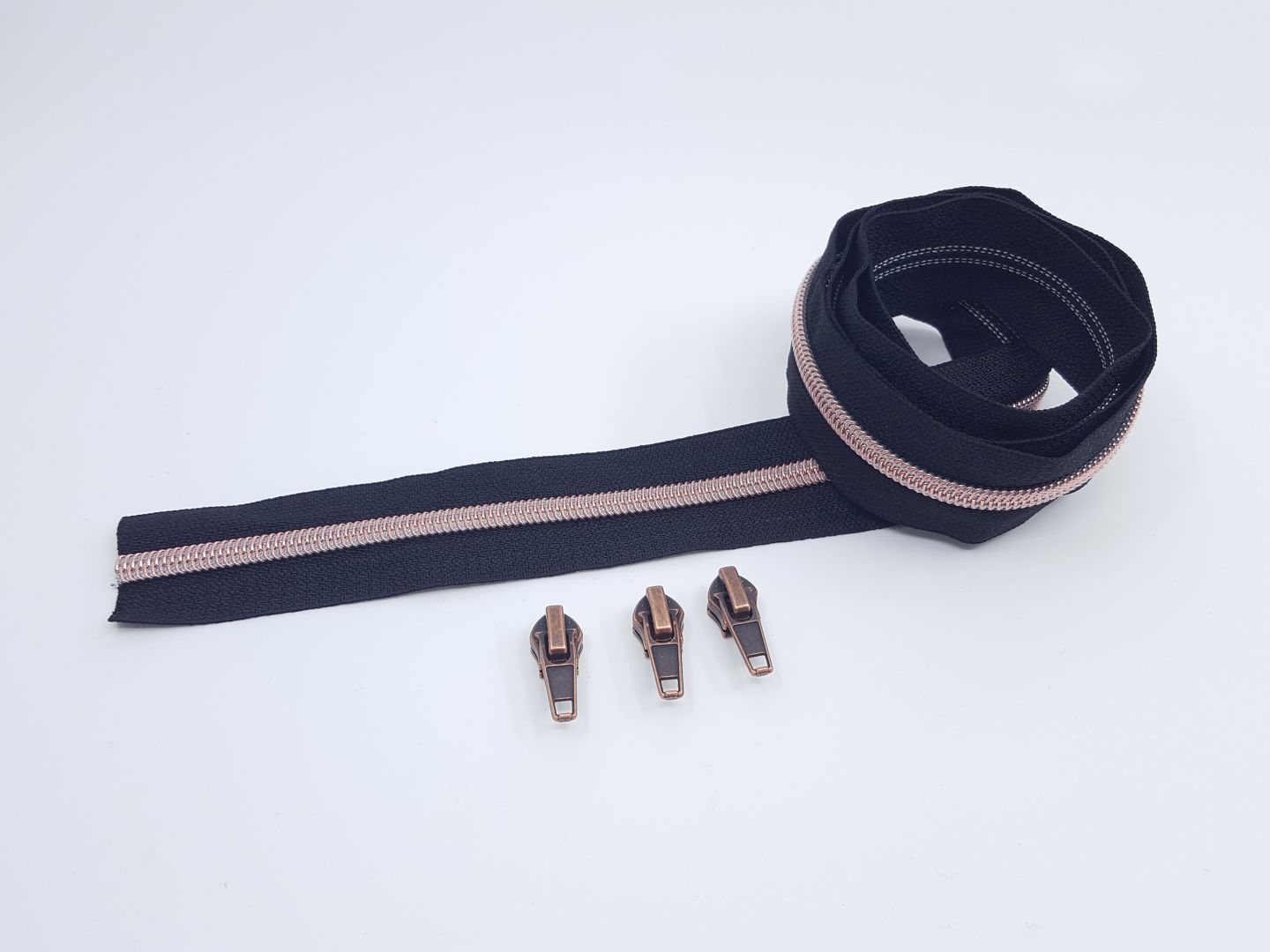 Reissverschluss & Zipper Set Metallic Look/Schwarz 4mm