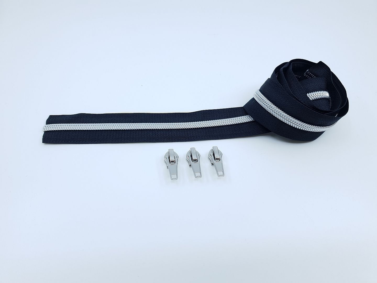 Reissverschluss & Zipper Set Metallic Look/Schwarz 6.5mm