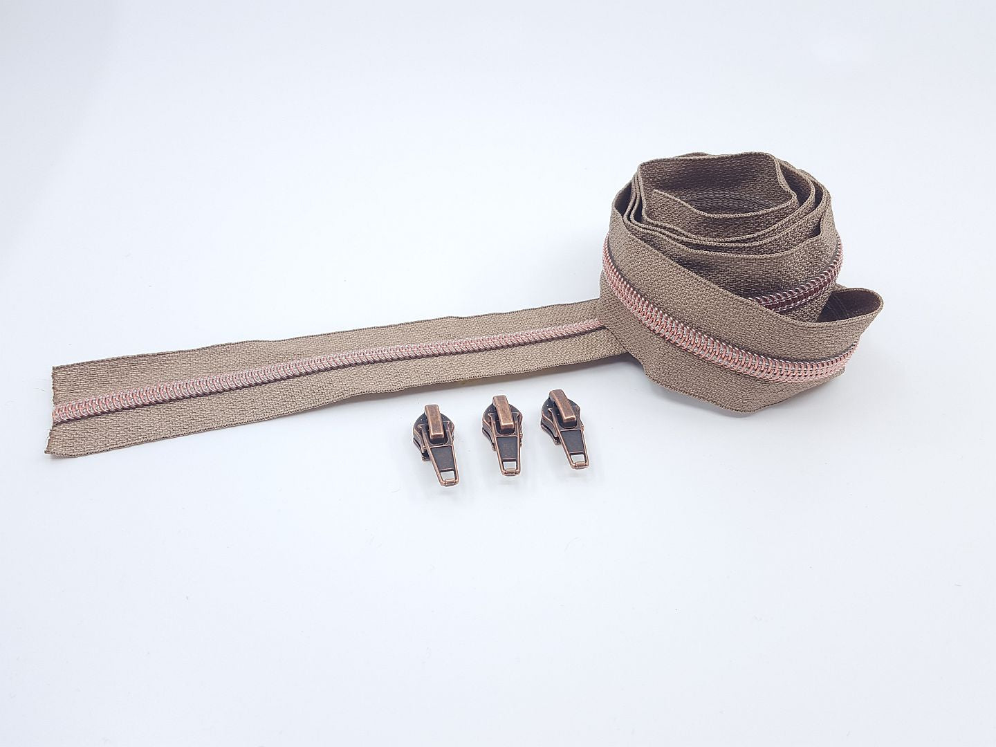 Reissverschluss & Zipper Set Metallic Look/Taupe 6.5mm