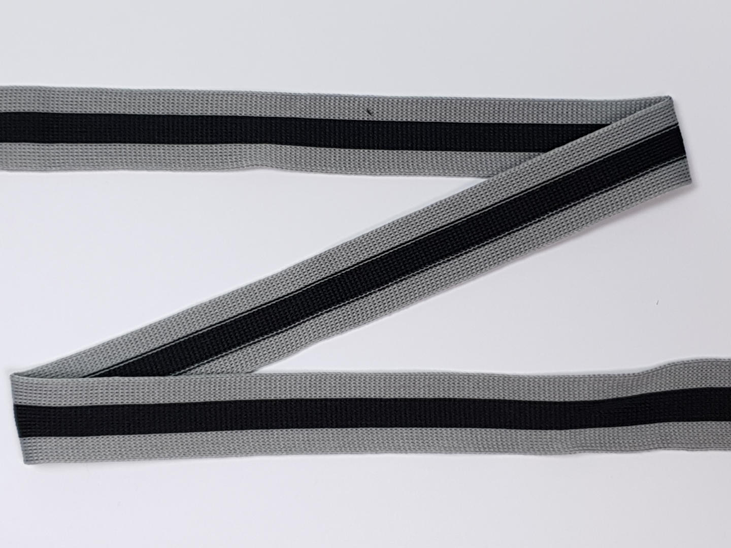 Ripsband gestreift, grau/schwarz
