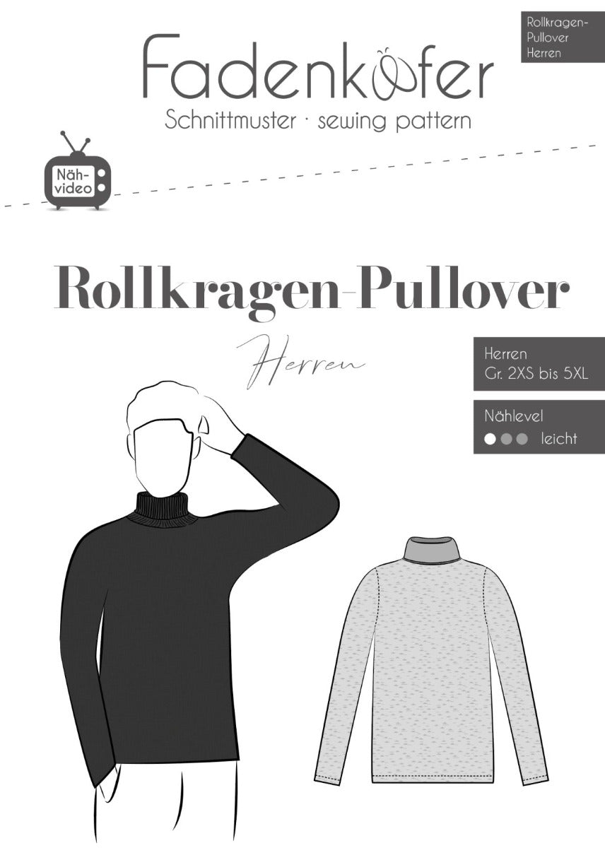 Papierschnittmuster Rollkragen Pullover Herren von Fadenkäfer