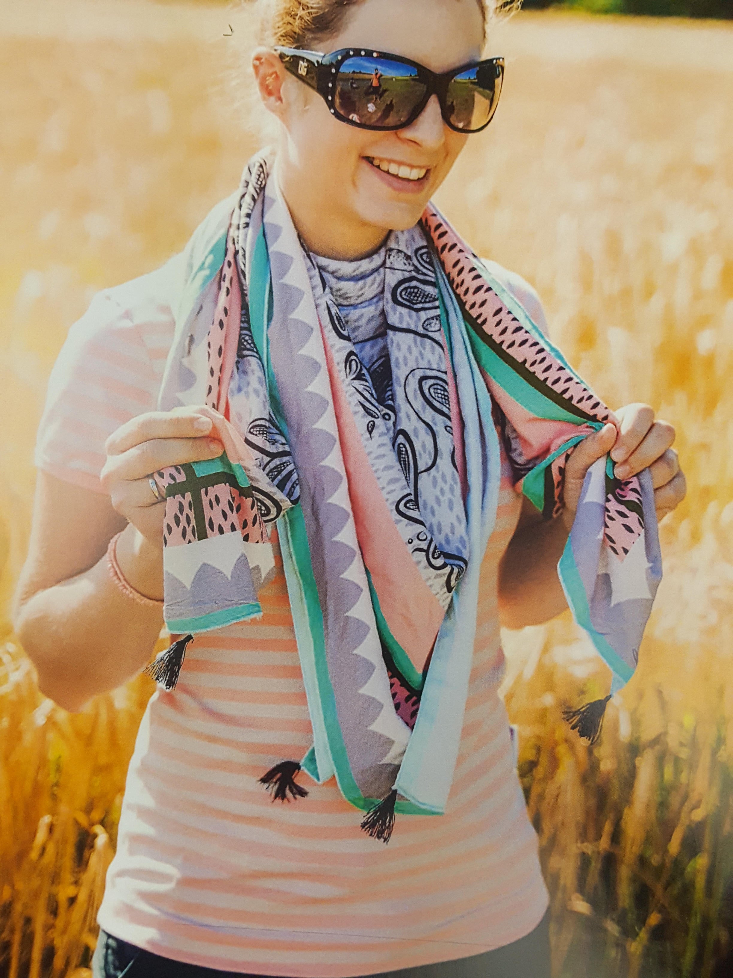 Scarf by Cherry picking Rapport Viskose Webware rosa/grau/mint