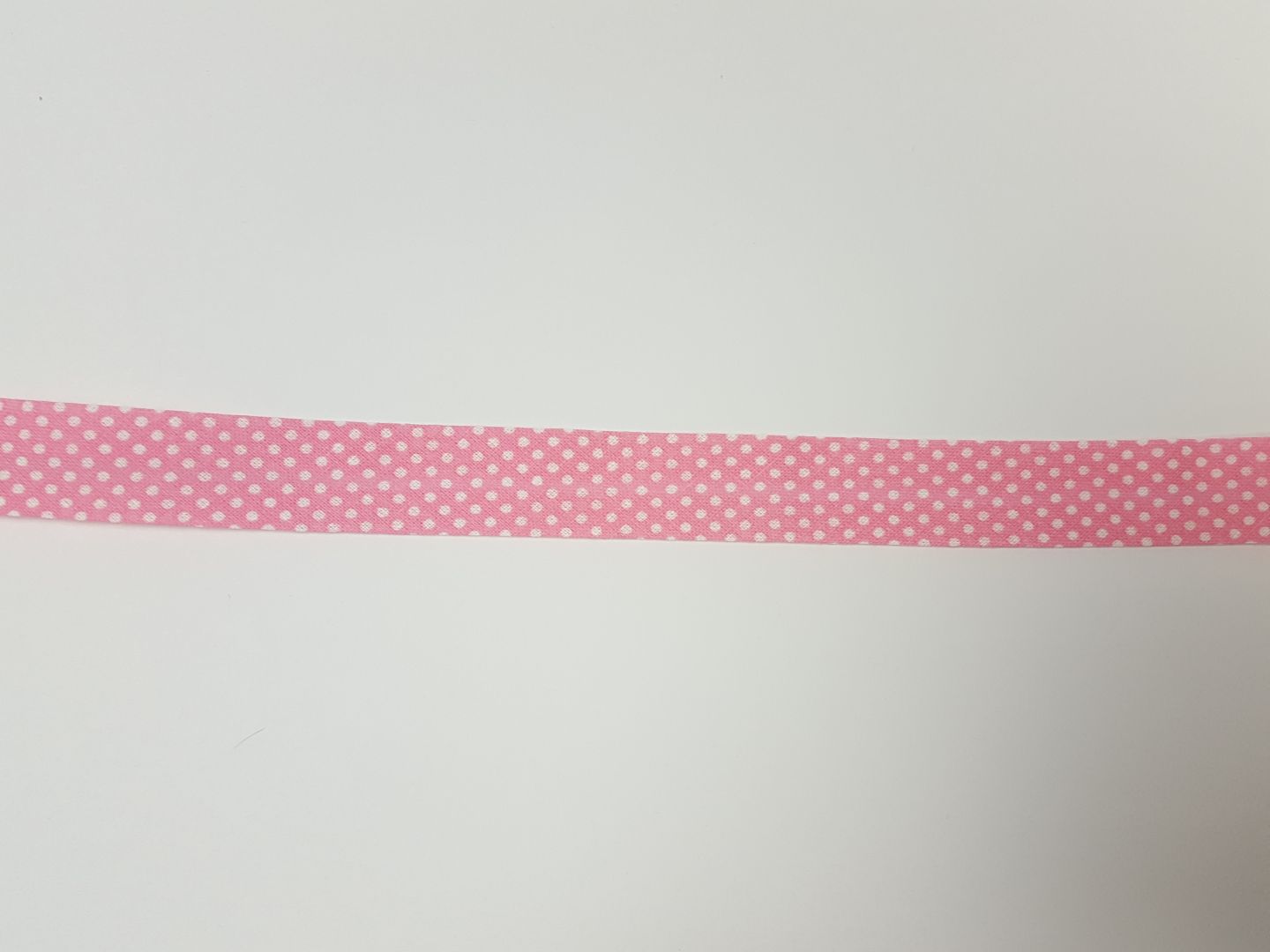 Schrägband Dotties rosa/weiss