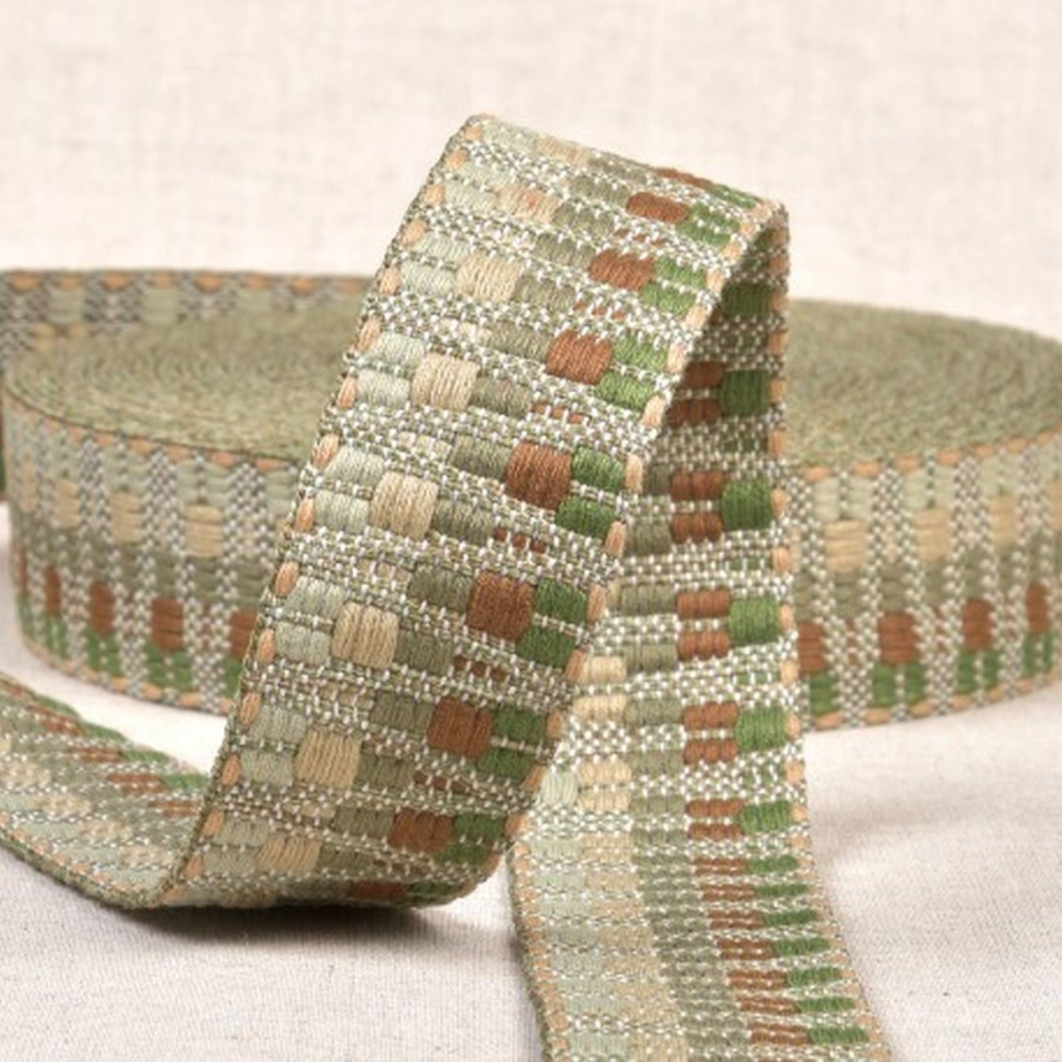 Gurtband Zacken 38mm khaki/beige/braun