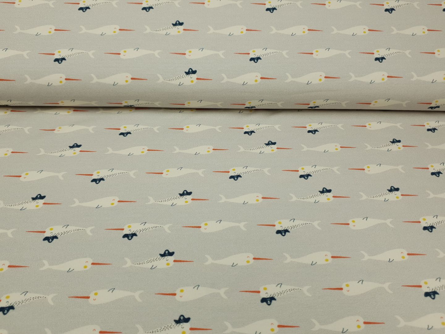 Sea Animals hellgrau/offwhite/dunkelblau