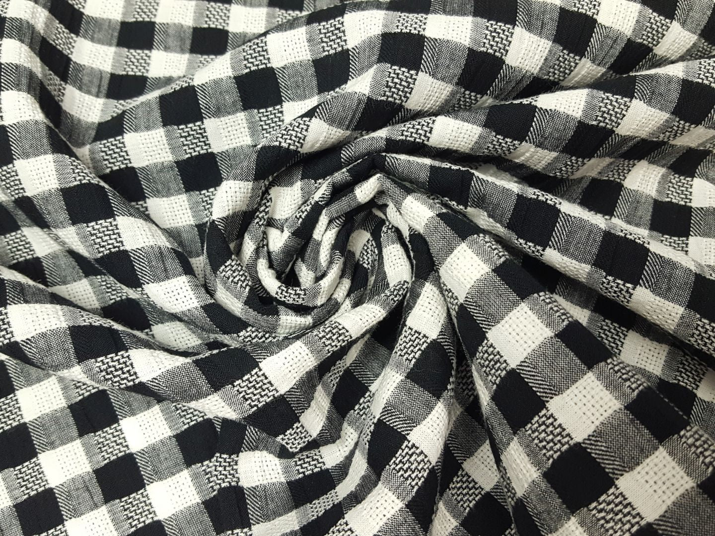 Seersucker Check Juna schwarz/weiss