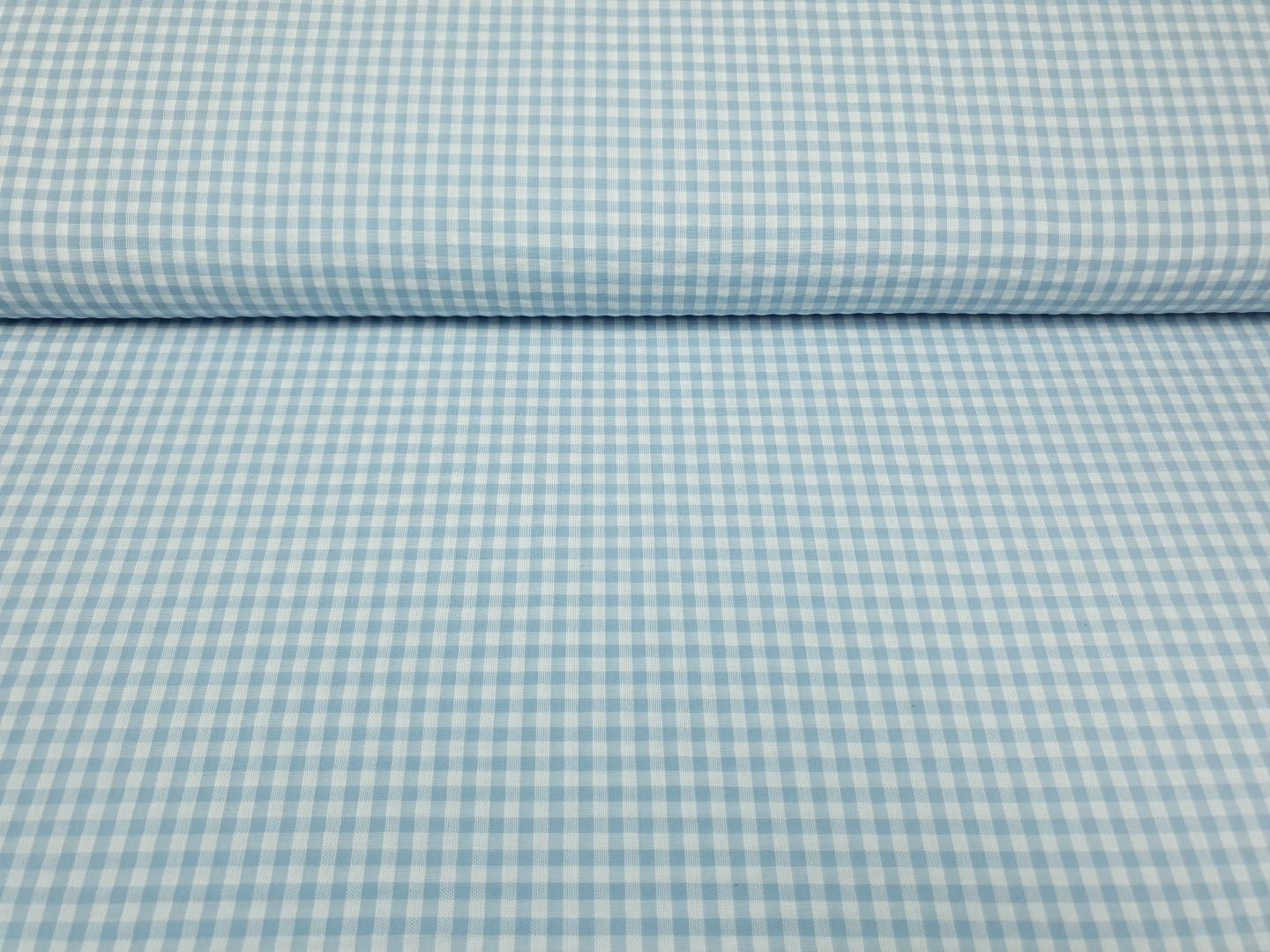 Seersucker Check hellblau/weiss