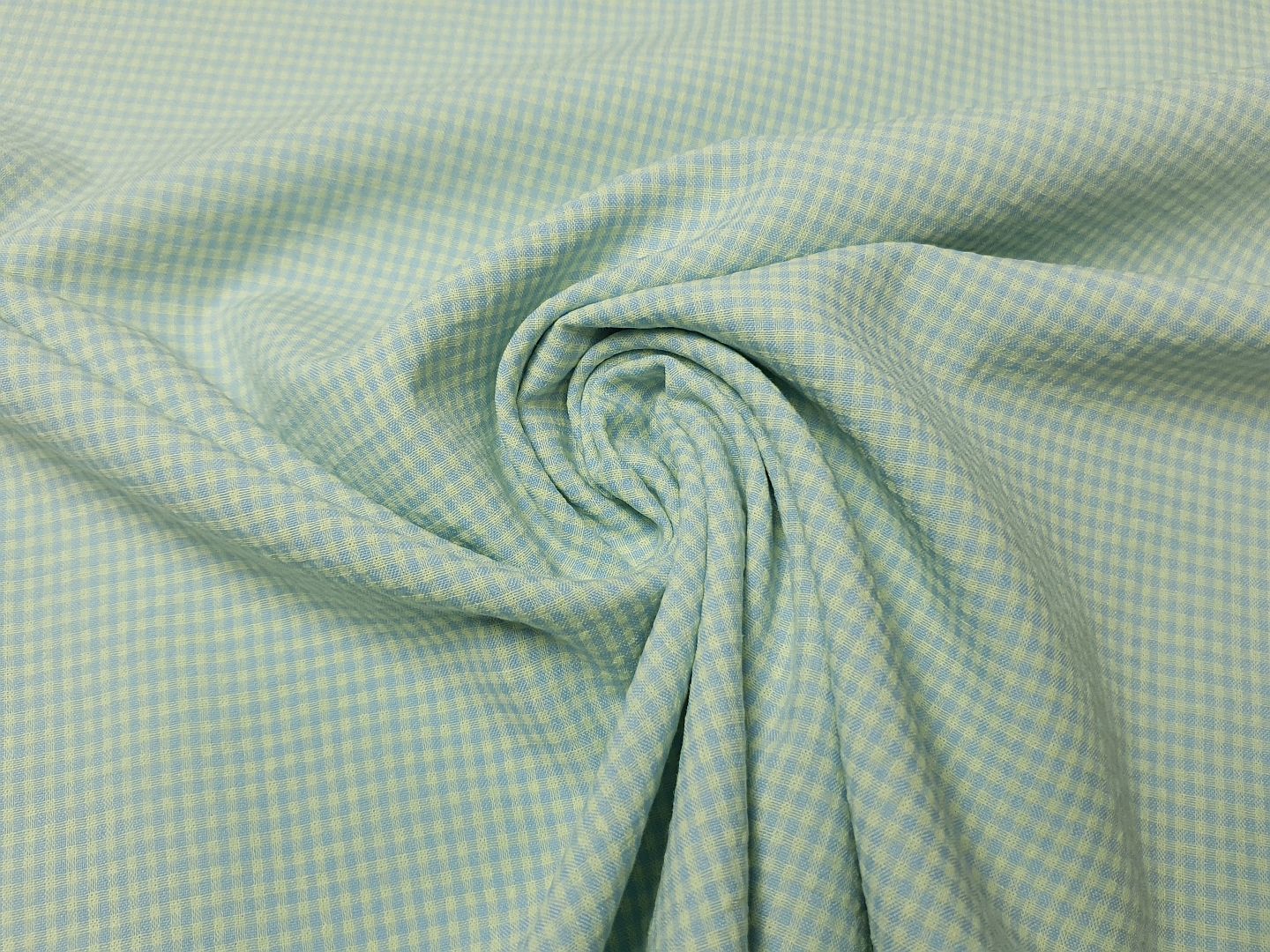 Seersucker Karo hellgrün/blau