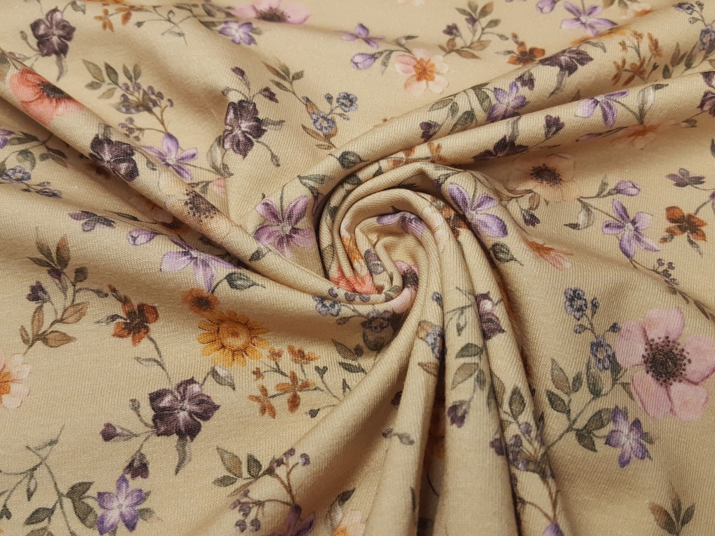 Small Flowers beige/lila/rosa