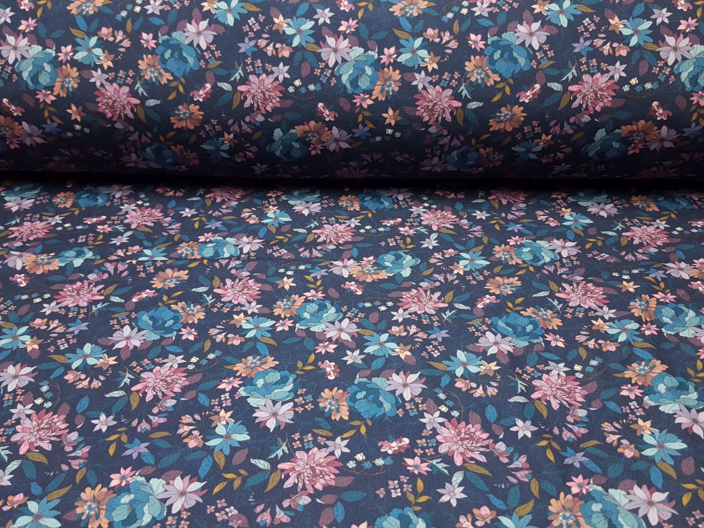 Softshell Flowers navy/petrol/mauve